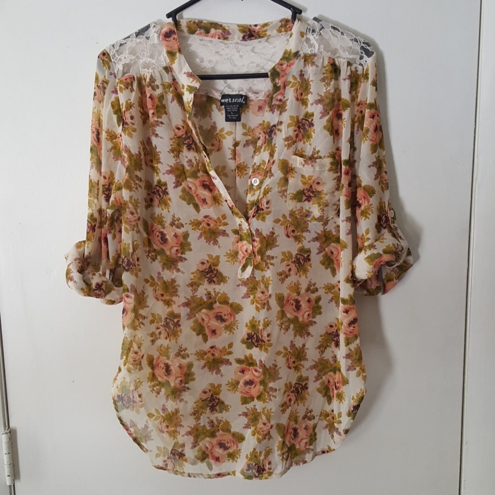 Floral and lace shirt